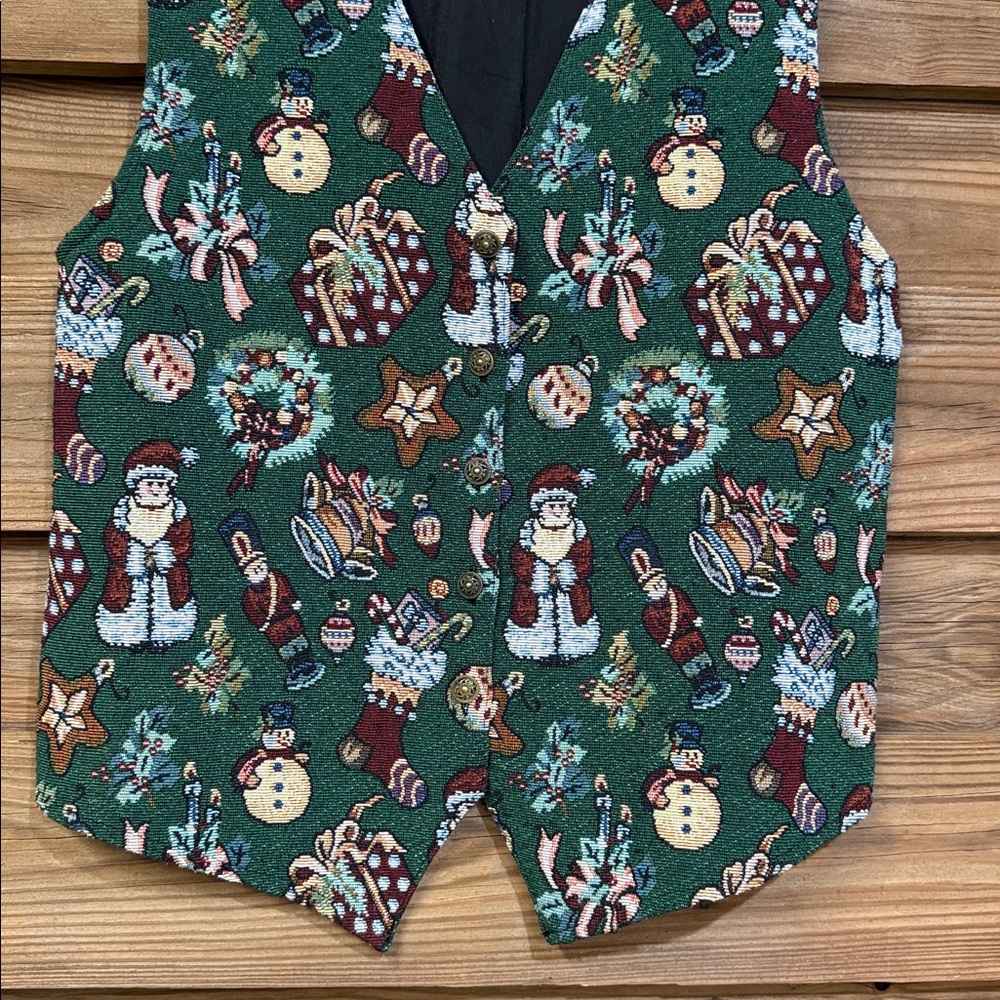90s Christmas Tapestry Vest - Picture 3 of 6